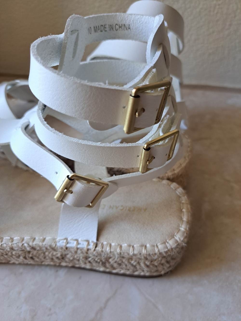 American Eagle Outfitters White Woven Gladiator Sandals - Picture 3 of 5